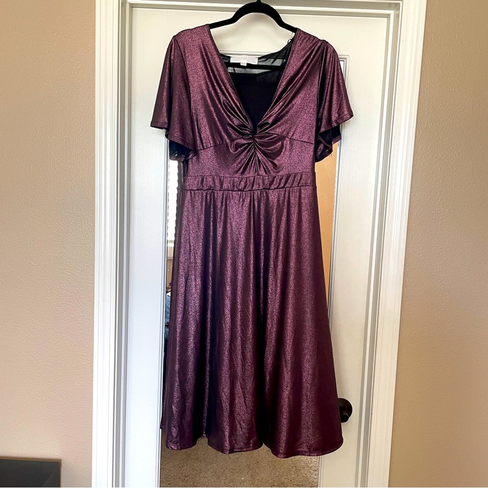 Superfoxx Metallic Purple Burgundy Dress Sz XL
